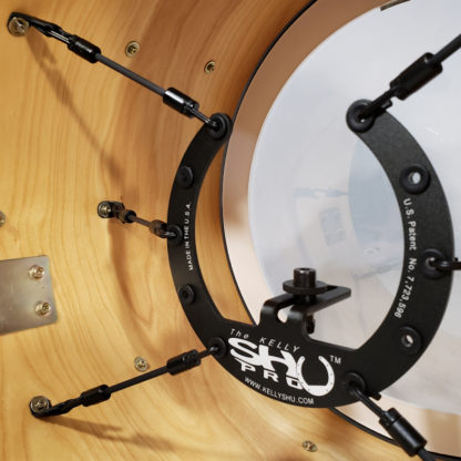 Kelly SHU Pro microphone shockmount installed inside a 22 inch kick drum.