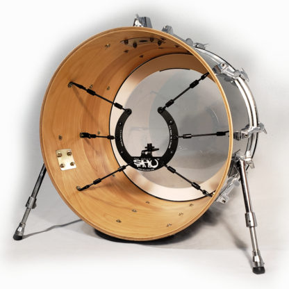 Kelly SHU Pro microphone shockmount installed inside a 22 inch kick drum.